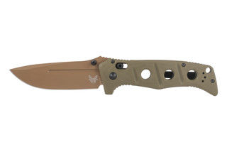 Benchmade Adamas folding knife with olive drab colored grips